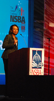Condelezza Rice speaks at the conference. Photo Credit: Joseph Menchu